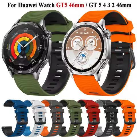 22mm Sports Silicone Strap For Huawei Watch GT5 GT 3 Pro 46mm Watch Band HUAWEI WATCH GT 5 4 3 2 46m