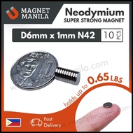 Magnet Manila 10 Pcs D6mm X 1mm Neodymium Magnet N42 Super Strong Earth Permanent Disc Rou