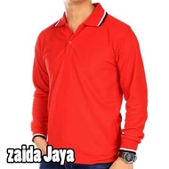 kaos kerah pria lengan panjang warna Hitam-Merah-Abu-Marun-Biru Dongker-Hijau Mint-Putih-Biru BCA-H