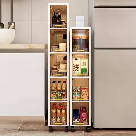 Foldable Storage Cabinet Bathroom Organizer Slim Cabinet Organizer Rack Pantry Cabinet Storage