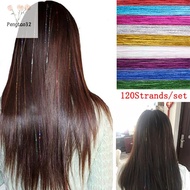 [pes] 120 Strands Hair Tinsel Silk Hair Flare Strands Glitter Rainbow Hair Decor [VN]