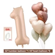 CARAMEL NUMBER PACKAGE + 7Love + small ribbon Foil Balloon Number Balloon