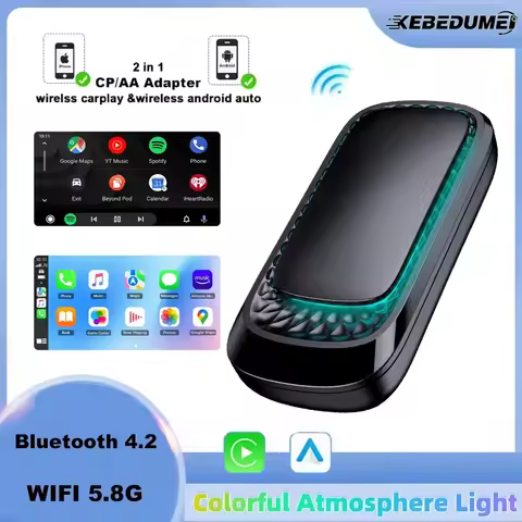 Kebidumei Mini Colorful RGB Colorful Wired To Wireless Carplay Android Auto Box Plug And Play USB Do