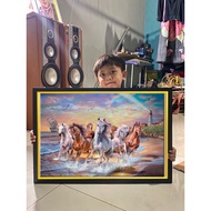 Wall decoration painting print 7 horses in the sea HD plus frame