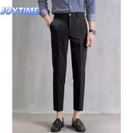 New slim-fit straight-leg men's seven-quarter pants, black thin casual pants