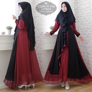 [Syari Ceruty Lynda Maron TL] gamis muslim wanita ceruty maroon