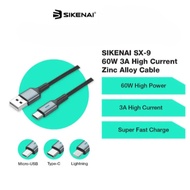 ATLAS SIKENAI SX-9 60W 3A High Current High Quality Zinc Alloy Fast Delivery Data Cable