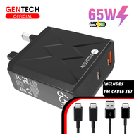 (SG) GENTECH 65W GaN USB Type C Super Fast Charger | 2 Port PD 3.0 PPS QC 4.0 Ultra Rapid Charging P