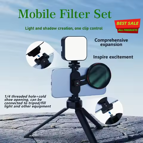TELESIN Universal Phone Filter Adjustable Bracket 67mm, CPL Polarizer ND Light Reduction, Star Filte
