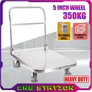 350kg STAINLESS STEEL FOLDABLE TROLLEY Platform Hand Truck Trolley Troli Barang Heavy Duty 4 Wheel C