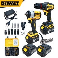 DEWALT สว่านไร้สาย 3 ระบบ มอเตอร์บัสเลส 299V + บล็อกแบต 299V [ รุ่นงานหนัก ] มอเตอร์บัสเลส แบต 2 ก้อ