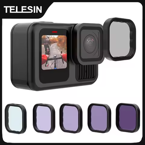 TELESIN ND8 ND16 ND32 ND64 CPL Lens Filter Set Aluminium Alloy Frame for GoPro Hero 13 Action Camera
