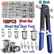 175PCS Rivet Nuts Kit M3/M4/M5/M6/M8 หรือ 1PCS Rivet Nut Gun + 5PCS Nut Rivet Mandrels repairtoolriv