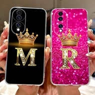 For Honor 70 70Pro 70 Pro+ Fashion Crown Initial Letter Couple Phone Case Honor70 70 Pro Plus Soft S