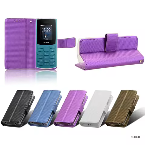 Diamond Pattern Leather Cover For Nokia C210 C110 C300 105 4G 2G 2023 TA-1393 Fashion Solid Color Ho