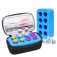 Insulin Vial Cooler Travel Case - 8 Slots Freezable Ice Brick Organizer for Peptide Vials, GLP-1 Fri