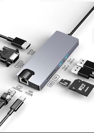 USB C Hub Multiport Adapter 8合1 8 in 1 轉插器 -  (Type-C to HDMI/TF /SD /USB3.0 /USB-C /PD /LAN) ; METIS - 便攜式 USB-C 8合1多功能擴展器(Type-C to HDMI/TF /SD /USB3.0 /USB-C /PD /LAN)