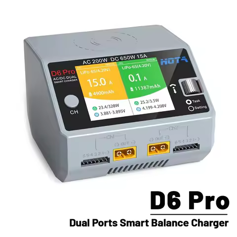Original HOTA D6 Pro AC 200w DC 2x325w /15a Channel Smart Battery Charger Discharger Lipo Charger Fo