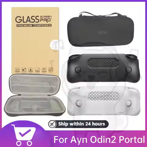 Waterproof Black Storage Bag, Tempered Glass Screen Protector & Shockproof Game Console Grip Cover f