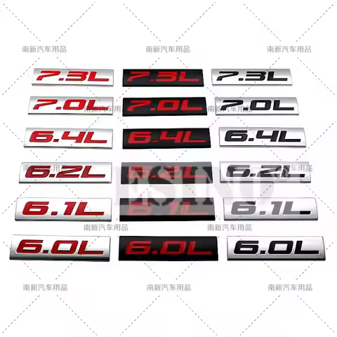 Car Styling 3D Metal Chrome Zinc Alloy Adhensive Emblem 6.0L 6.1L 6.2L 6.4L 7.0L 7.3L Body Trunk Fen