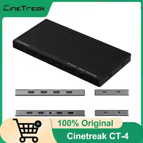 CineTreak CT-4 4K60 4-Ch HDMI to USB 3.2 Type-C Capture Card, 4x HDMI Input Multi-Camera UVC Device 