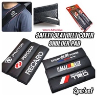 2pcs Car Safety Seat Belt Cover Proton Perodua MUGEN TRD RALLIART RECARO Carbon Fibre sponge sholder pad comfort