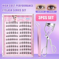 [1/3Pcs Set] BQI 100-120 Cluster False Eyelashes With Glue Self-Adhesive New Upgraded Softer Lashes 