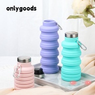 ONLYGOODS Collapsible Water Bottle, 17oz Silicone Foldable Water Bottle, Portable Leakproof BPA Free