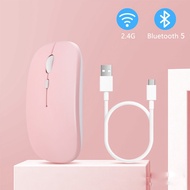 MOUSE GAMING WIRELESS BLUETOOTH SILENT CLICK TANPA KABEL RECHARGEABLE 2.4GHZ MACARON