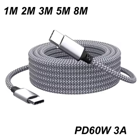 60W Extension Cable Type C To Type C 1M/2M/3M/5M/8M Cable PD Fast Charger Data Cable Type C Data Lin