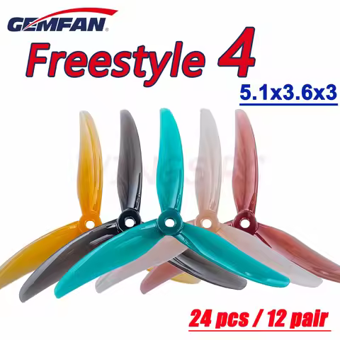 24pcs/12pairs Gemfan Freestyle 4S 3 Blade Propellers F4 F4S Freestyle 4 5136 5.1x3.6x3 PC Props for 