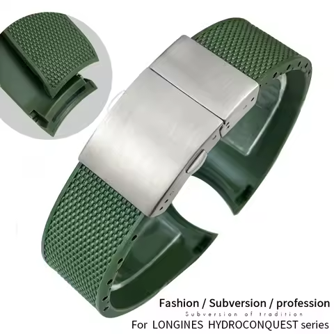 21mm 19mm 20mm Rubber Watchband for Longines Hydroconquest L3 Conquest Waterproof Black Blue Green G