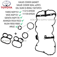 【ACM】TOYOTA VIOS /YARIS /AVANZA /RUSH /ARUZ VALVA COVER GASKET/VALVE COVER SEAL/OIL SUM O-RING 11213