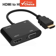 HDMI to VGA HD Adapter Splitter Dual Display Simultaneously with Audio for Laptop Projector PC HDMI 