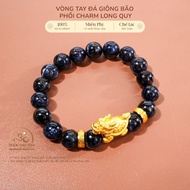 Jade Dan Tam - 9mm 5A Storm Stone Bracelet Mixed with Dragon Turtle Charm - Water Element & Wood Ele