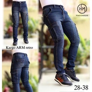 Men's slim fit denim jeans cargo pants