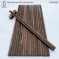 Wooden Chopsticks [CTH701MS] Super Clean Smooth Striped Ebony Wood, Korean Export Standard