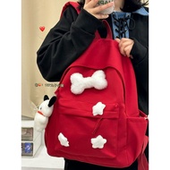 Red School Students Middle School Students Stars Young Heart Japanese Design College Students Backpa