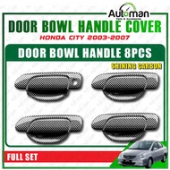 Door Bowl Handle Cover Honda City 2003 - 2007 Protector Guard Chrome Carbon Black Accessories