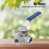 3/4" Stainless steel 3 Way Ball Valve (3 Way Ball Valve) DN 20