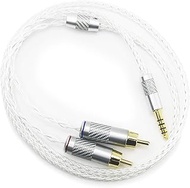 NewFantasia 4.4mm Balanced Male to 2RCA Male Audio Adapter Cable 6N OCC Copper Silver Plated Cord 4.