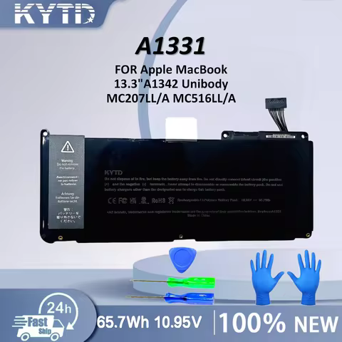 KYTD New A1331 Laptop Battery For Apple MacBook 13.3"A1342 Unibody MC207LL/A MC516LL/A 020-6809-A 10