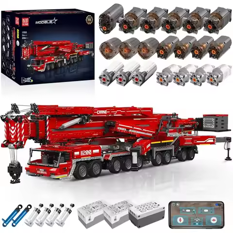MOULD KING 17008 Technical Liebherr LTM 11200 Crane Truck APP Control Building Blocks Set Big Engine