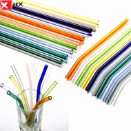 Color Stained Glass Straw High Boron Silicon Heat-resistant Straight Pipe Elbow Juice Drink Straw