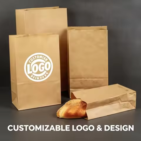 Customizable Kraft Paper Bag Food Vegetables Shopping Bag Candy Package Kraft Lunch Bag Bread Cookie