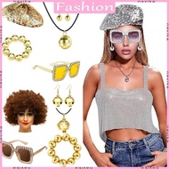 NAV Disco Accessories Fancy Dress Costume Disco Set Sequins Caps Bracelet Neacklace