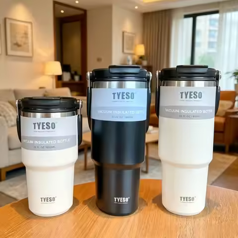 Tyeso Double-Layer Insulated Coffee Cup Large Capacity Stainless Steel Portable Cold & Hot Thermal M