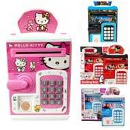 Cartoon ATM Money Piggy Saving Bank Notes and Coin