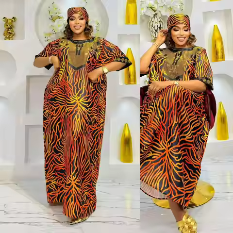 2026 new arrivals loose women/lady summer dress long print sleeve ankara african style with embroide