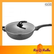 iGOZO EPSILON 32CM NON-STICK PREMIUM GRANITE STIRFRY WOK + GLASS LID KUALI GORENG REBUS MENGGORENG FRY (FREE GIFT)